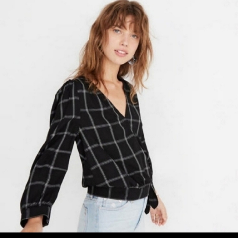 NWT Madewell Wrap Top In Windowpane Size XSmall
NW